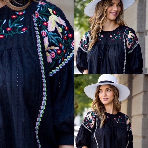 Playful Embroidered Top-BLACK - Picture 3 of 3